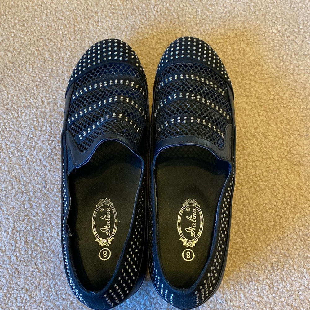 Italina Sparkly Black Shoes Size 8